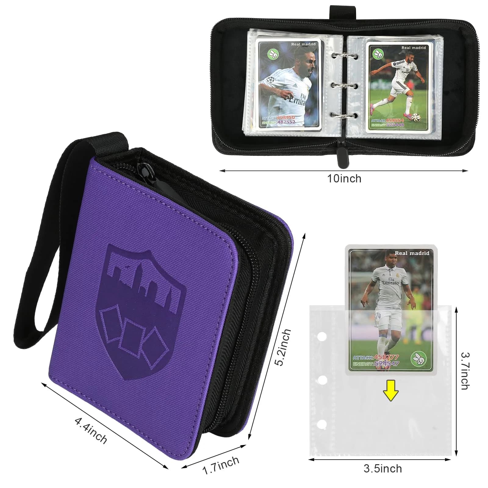 GERMUN Mini Card Binder 1 Pocket, 80 Pockets Trading Card Album Folder with 40 Sleeves Double Sided, Purple - view 2