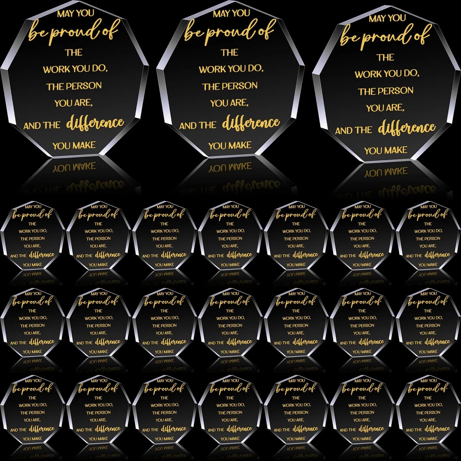 Huquary Acrylic Appreciation Trophies - 24 Pcs Motivational Awards | 6 cm (2.36 in) Diameter — Irregular Style