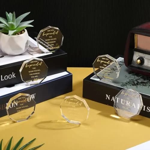 Huquary Acrylic Appreciation Trophies - 24 Pcs Motivational Awards | 6 cm (2.36 in) Diameter thumbnail 7