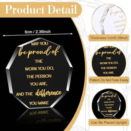 Huquary Acrylic Appreciation Trophies - 24 Pcs Motivational Awards | 6 cm (2.36 in) Diameter thumbnail 2
