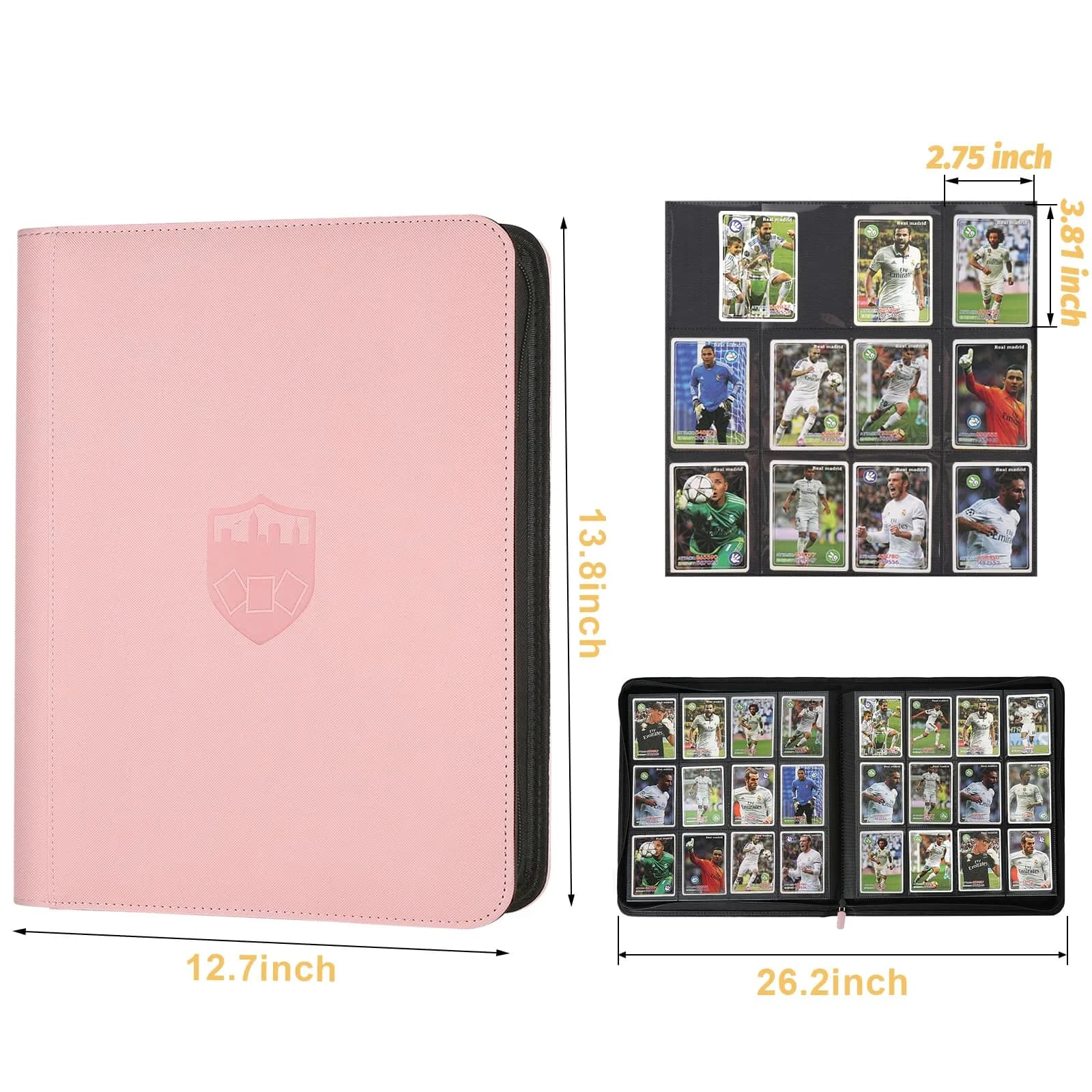 GERMUN Pink Trading Card Binder Ringless Side Loading 720 Cards | Acid-Free PU Zipper Album thumbnail 3