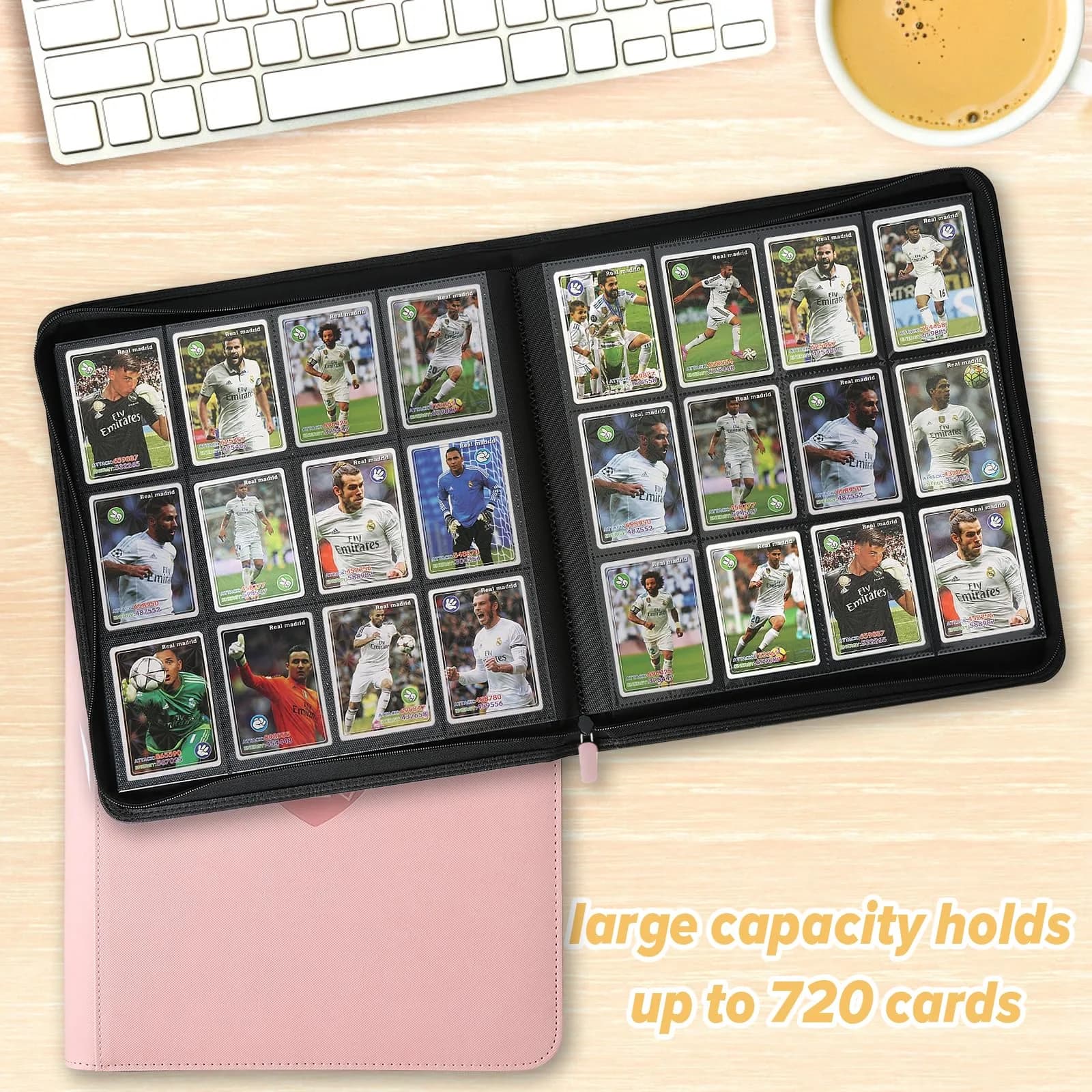GERMUN Pink Trading Card Binder Ringless Side Loading 720 Cards | Acid-Free PU Zipper Album thumbnail 5