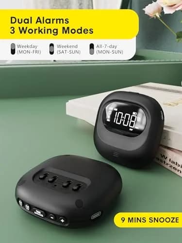 ROCAM Vibrating Alarm Clock Bed Shaker with 3000mAh Battery | Rechargeable, Silent Wake-Up, Dual Alarms, Travel-Friendly thumbnail 7