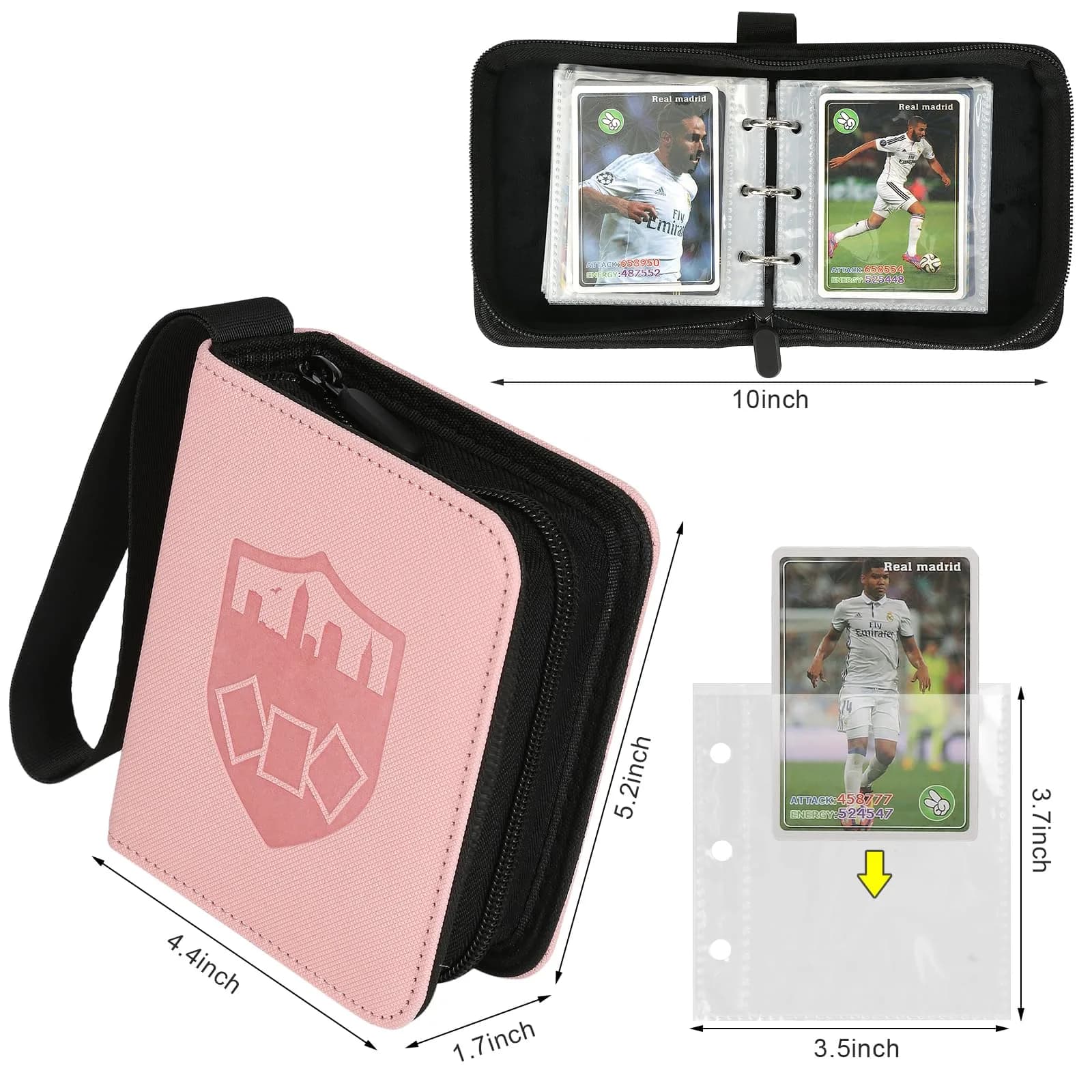GERMUN Mini Card Binder 1 Pocket 80 Pockets Trading Card Album Folder with 40 Sleeves Double Sided - Pink thumbnail 2