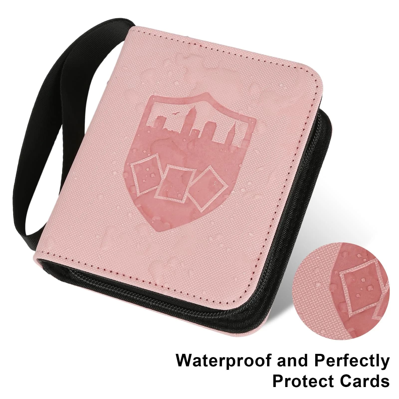GERMUN Mini Card Binder 1 Pocket 80 Pockets Trading Card Album Folder with 40 Sleeves Double Sided - Pink thumbnail 4