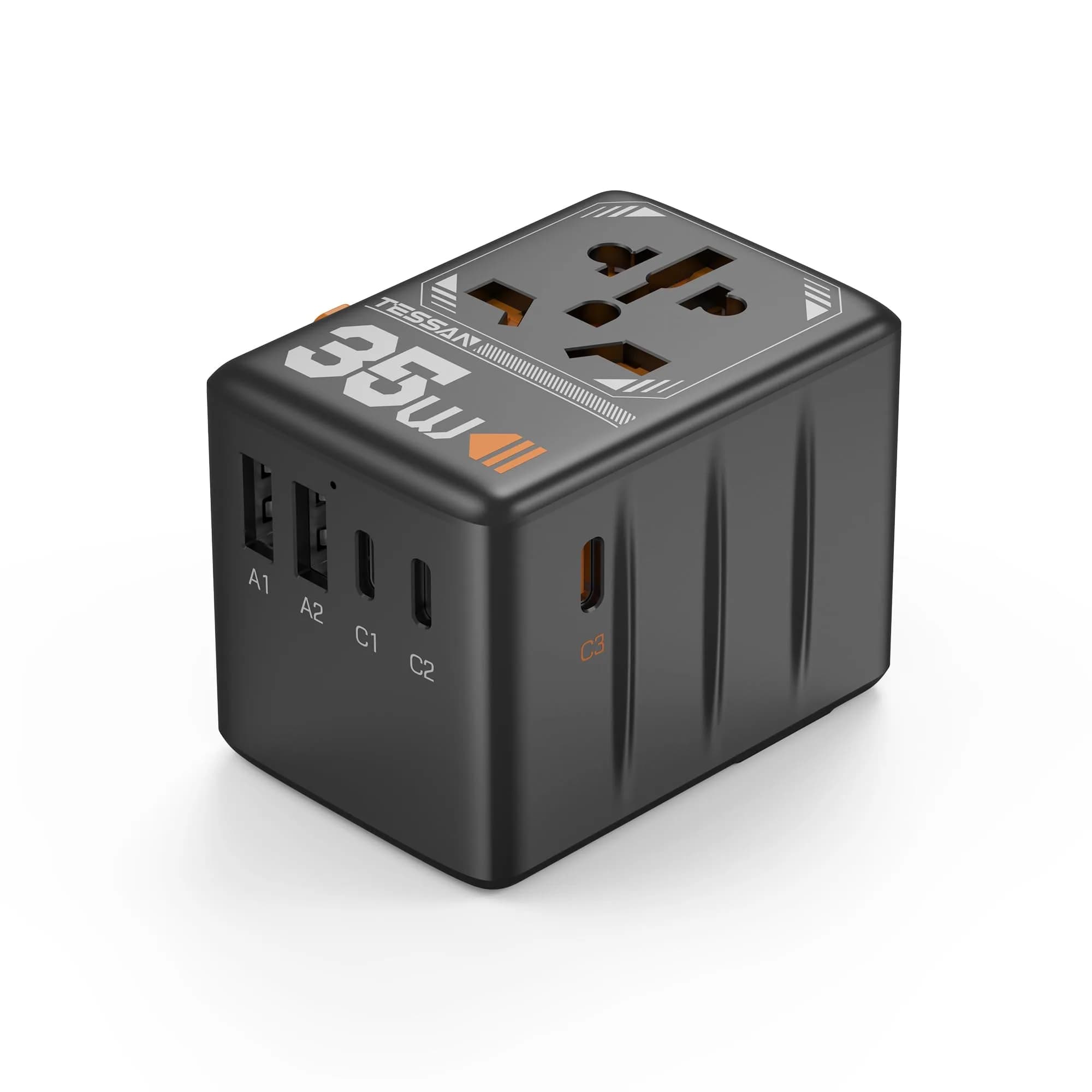 TESSAN Universal Travel Adapter 35W 6-in-1 with 3 USB-C, 2 USB-A Ports | Worldwide Power Converter for 200+ Countries - main product image