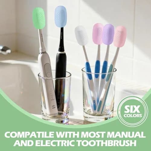 Lapfoon 6 Pack Toothbrush Covers, Silicone Tooth Brush Cover Cap | Family Pack & Travel Friendly thumbnail 7