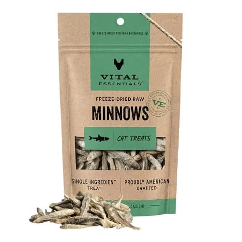 Vital Essentials Freeze Dried Minnows Cat Treats 1 oz (28.35 g) Bag | High Protein Raw Cat Food thumbnail 1