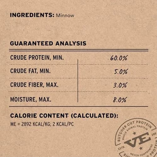 Vital Essentials Freeze Dried Minnows Cat Treats 1 oz (28.35 g) Bag | High Protein Raw Cat Food thumbnail 3