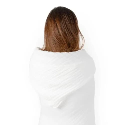 Comfy Cubs Adult Hooded Towel - Large 58'' x 58'', Soft, Absorbent, Stylish Dual-Function Muslin Towel Hoodie for Bath, Relaxation, and Everyday Use - White thumbnail 6
