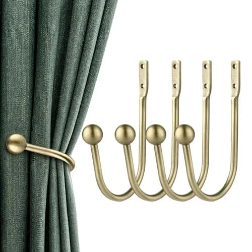 Gobutend Curtain Holdbacks 4pcs Antique Brass Wall Mount Drapery Tiebacks | Durable & Elegant thumbnail 1