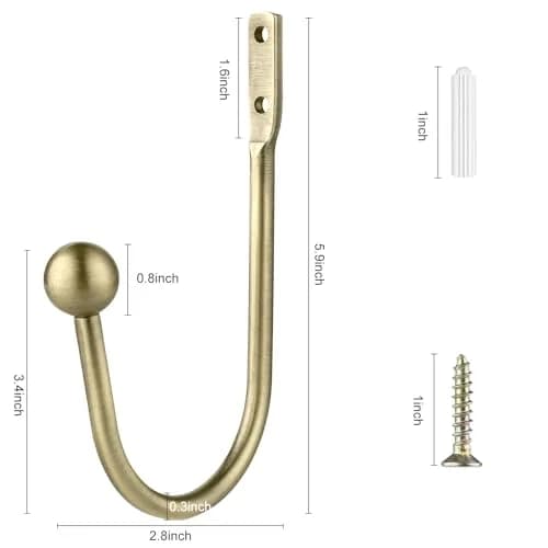 Gobutend Curtain Holdbacks 4pcs Antique Brass Wall Mount Drapery Tiebacks | Durable & Elegant thumbnail 5