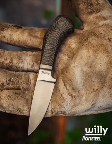LionSteel WILLY Compact Fixed Blade Knife | Italian M390 Steel, Solid Handle, Titanium Guard (Olive Wood) thumbnail 8