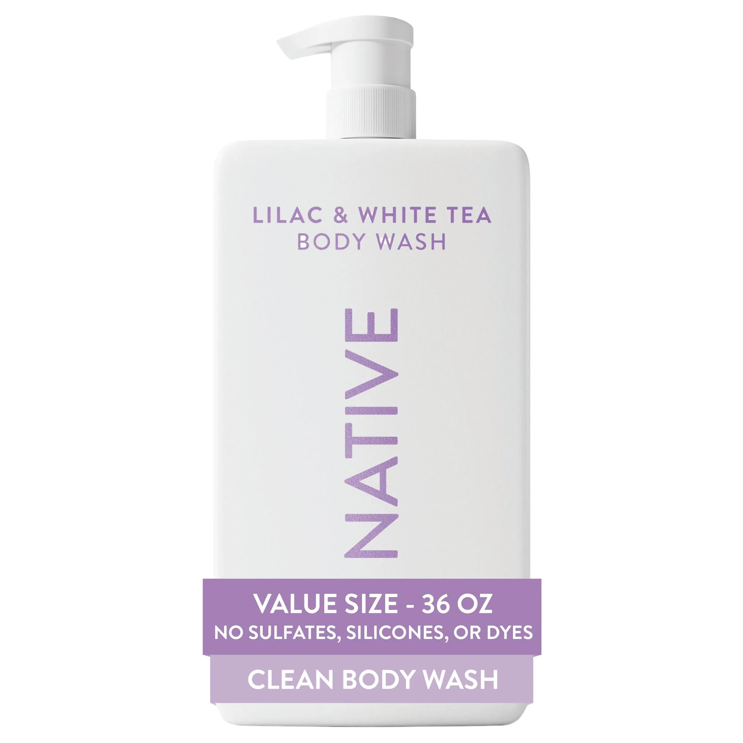 Native Clean Body Wash Lilac & White Tea 1065ml (36 Fl Oz) | Gentle pH-Balanced Formula for Sensitive Skin - main product image