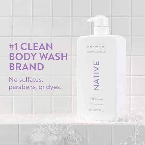 Native Clean Body Wash Lilac & White Tea 1065ml (36 Fl Oz) | Gentle pH-Balanced Formula for Sensitive Skin thumbnail 2
