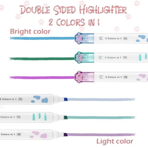 Kogcmeetl Cute Cat Paw Stationery Set White | Eraser Correction Tape Highlighters Sticky Notes Ruler thumbnail 4