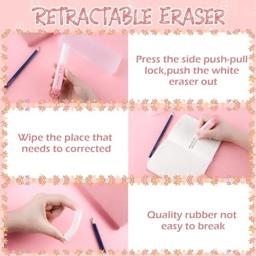 Kogcmeetl Pink 8 Pcs Cute Cat Paw Stationery Set | Eraser Correction Tape Highlighters Sticky Notes Ruler for Cat Lovers Students thumbnail 5