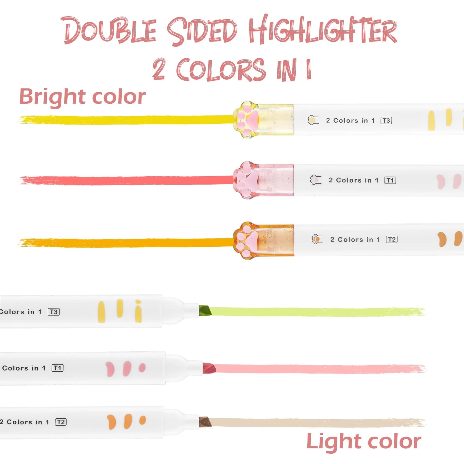 Kogcmeetl Style D Pink 8 Pcs Cute Cat Paw Stationery Set with Retractable Eraser, Sharpener, Correction Tape, Sticky Notes, Ruler, Scissors, Utility Knife - view 4