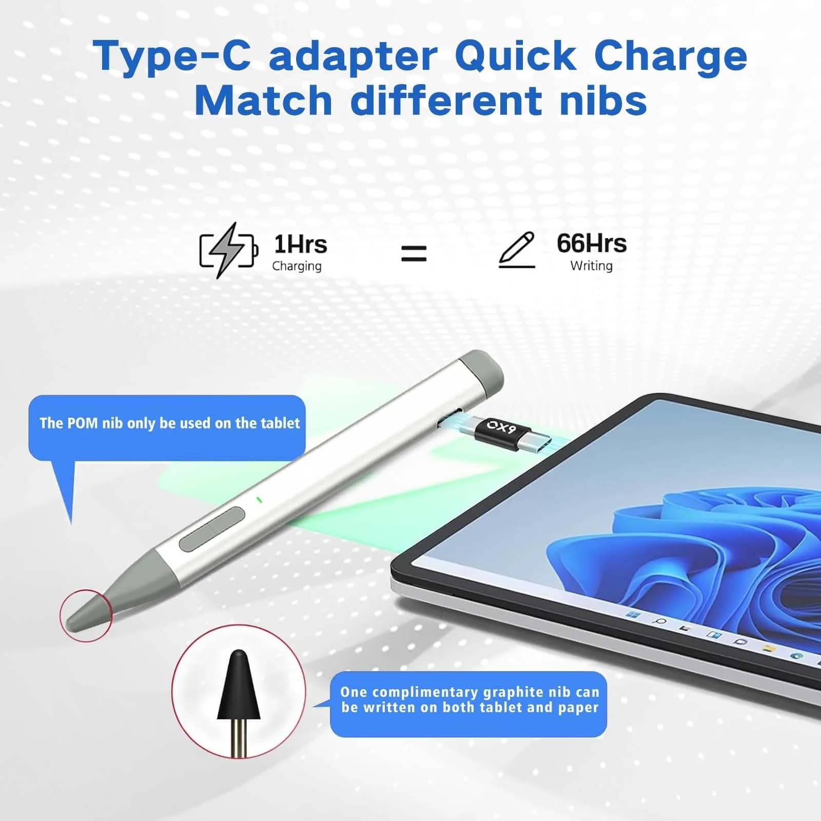 JvKzaen Slim Pen 2 for Microsoft Surface | 4096 Pressure, Eraser, Palm Rejection, Type-C Charge - view 5