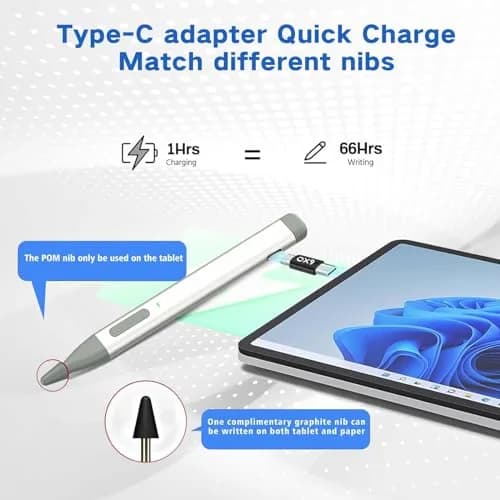 JvKzaen Slim Pen 2 for Microsoft Surface | 4096 Pressure, Eraser, Palm Rejection, Type-C Charge thumbnail 5