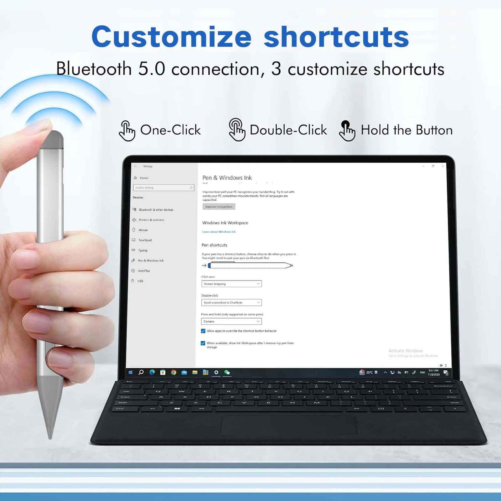 JvKzaen Slim Pen 2 for Microsoft Surface | 4096 Pressure, Eraser, Palm Rejection, Type-C Charge - view 7