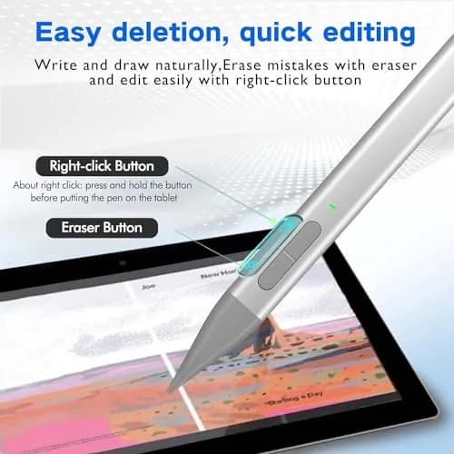 JvKzaen Slim Pen 2 for Microsoft Surface | 4096 Pressure, Eraser, Palm Rejection, Type-C Charge thumbnail 2