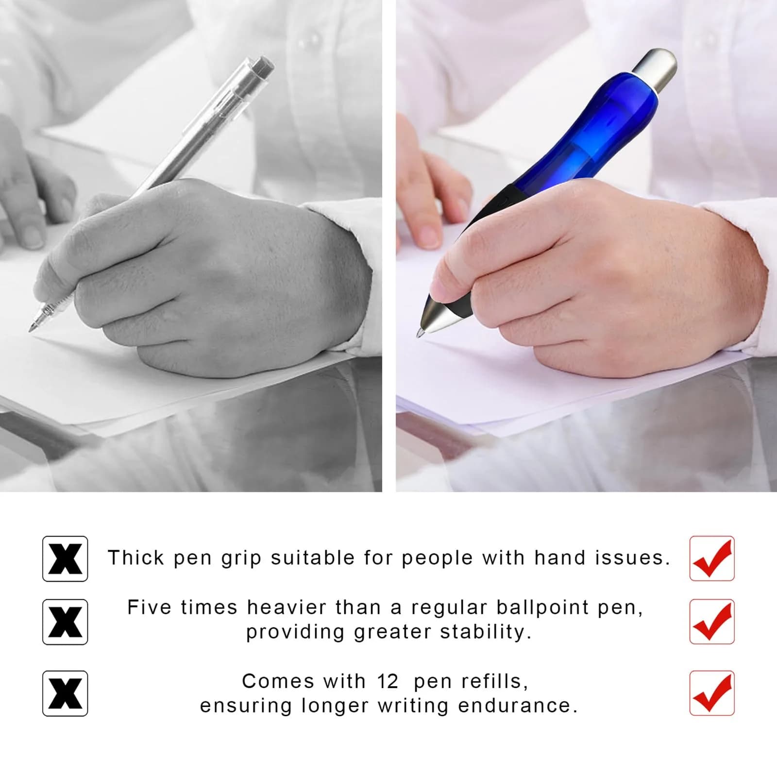 lyforx Big Fat Pens 2-Pack | Writing Instrument for Tremor, Arthritis, Parkinson, Handicap, Carpal Tunnel - view 3