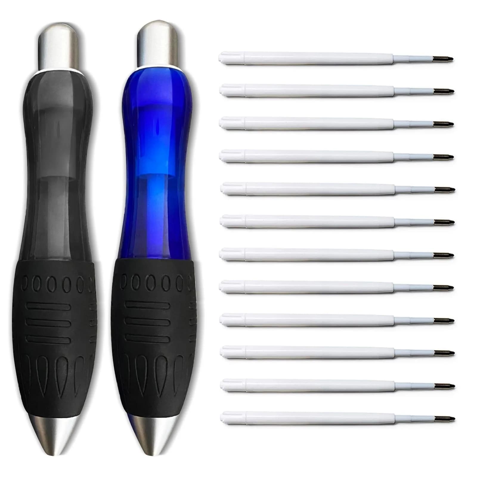 lyforx Big Fat Pens Aids Writing - 2 Pens + 12 Refills (Black & Blue) | Ergonomic Grip for Tremor & Arthritis - main product image