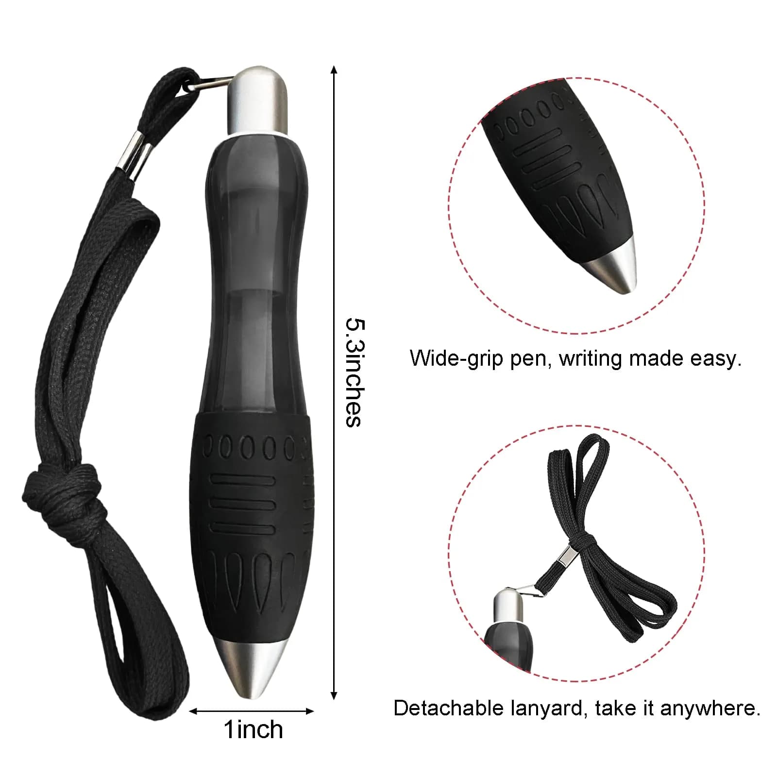 lyforx Big Fat Pens Aids Writing - 2 Pens + 12 Refills (Black & Blue) | Ergonomic Grip for Tremor & Arthritis - view 2
