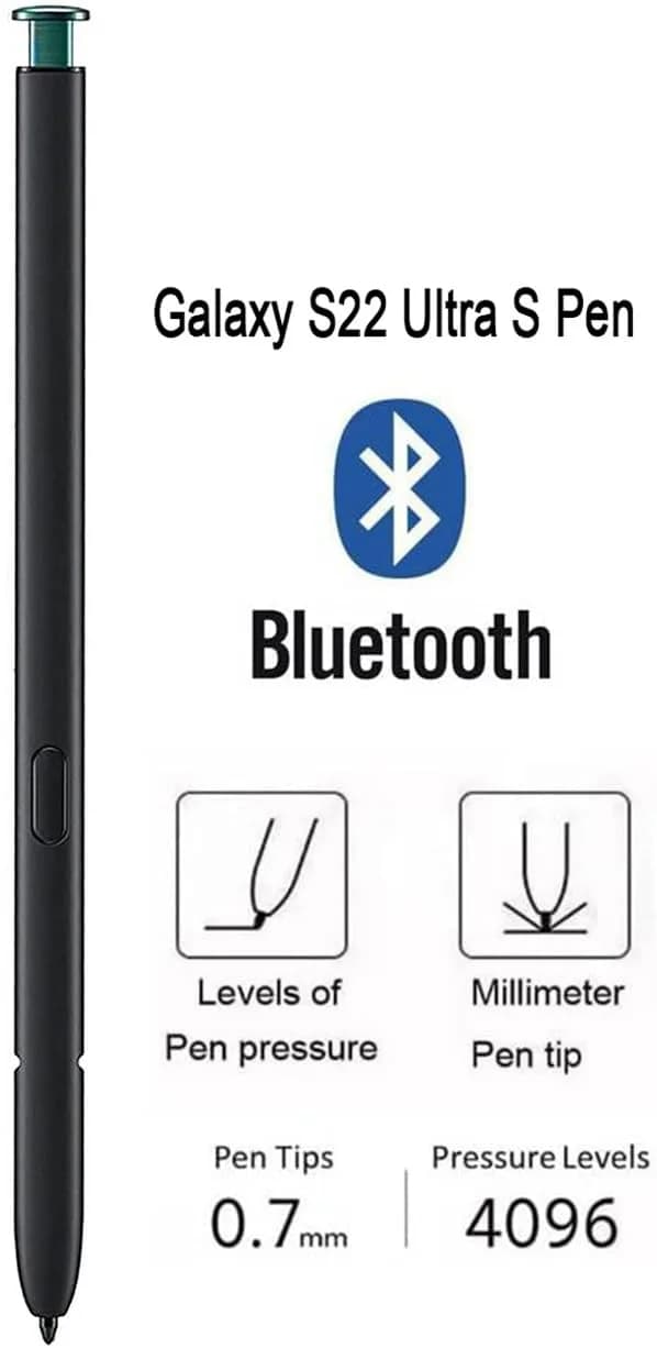 Befzygwk S Pen Replacement for Samsung Galaxy S22 Ultra 5G with Bluetooth, 4096 Pressure Levels, Green | 1 Stylus + 5 Tips + Tweezer - view 3