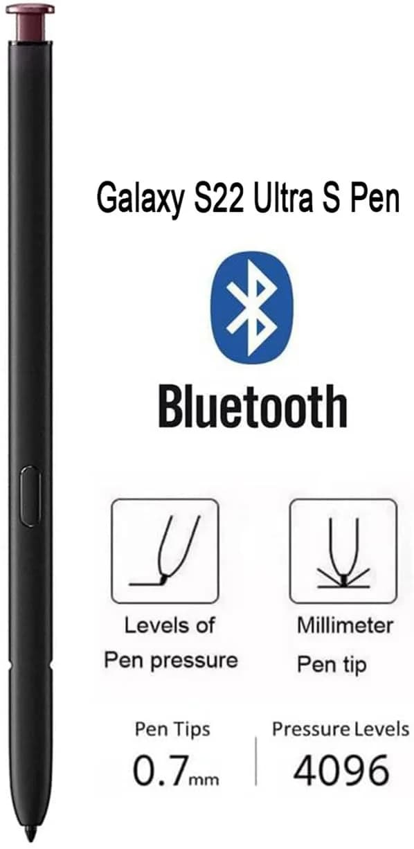 Befzygwk S Pen Replacement for Samsung Galaxy S22 Ultra 5G with Bluetooth, Burgundy | 4096 Pressure Levels - view 3