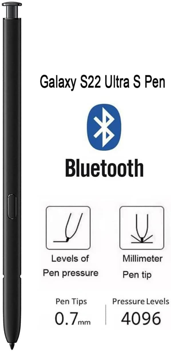 Befzygwk S Pen Replacement for Samsung Galaxy S22 Ultra 5G with Bluetooth, 4096 Pressure Levels, Black | Includes 5 Tips & Tweezer - view 3