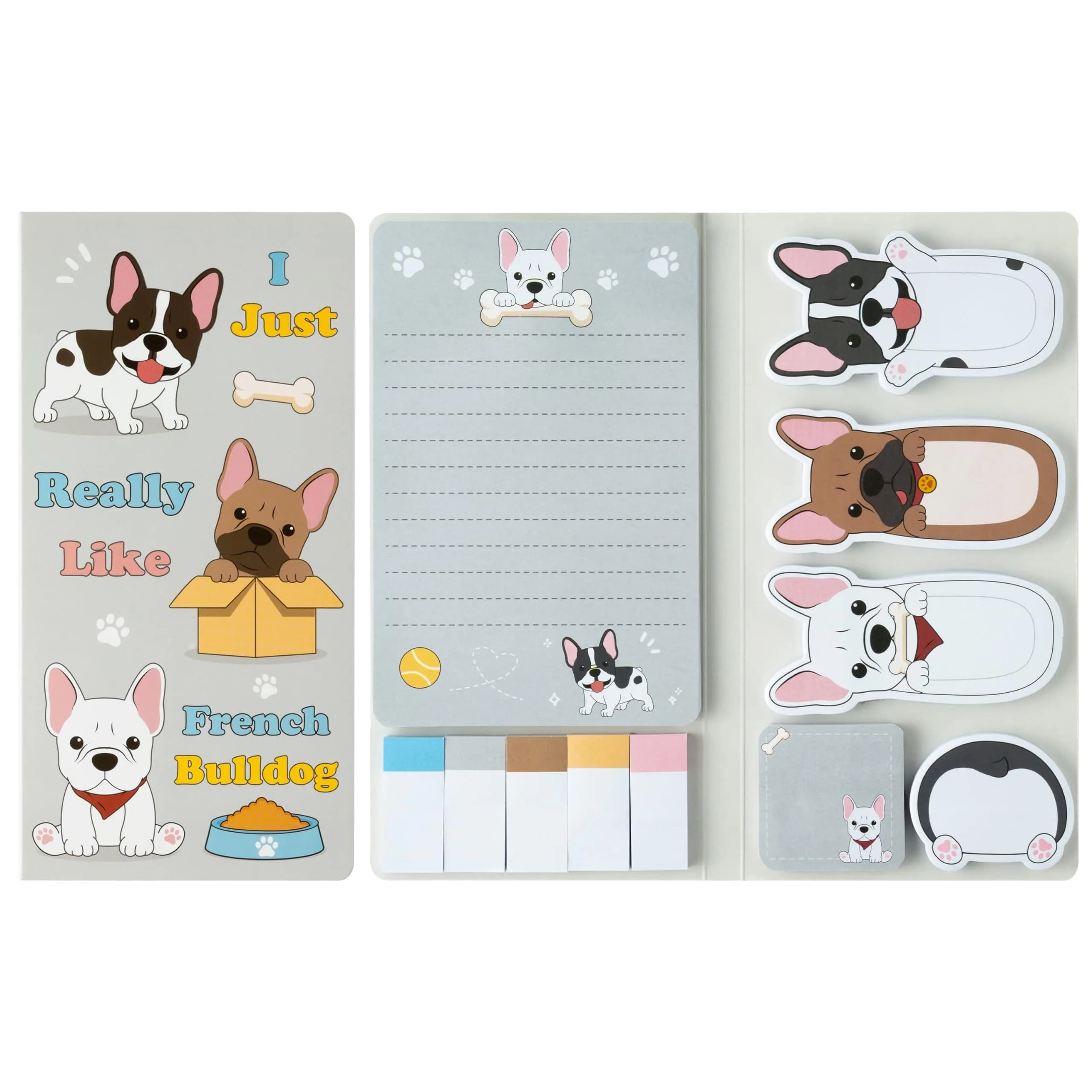 Xqumoi French Bulldog Sticky Notes Set, 550 Sheets, Cartoon Animal Memo Pads Bundle | Cute Dog Design for Students & Office - main product image