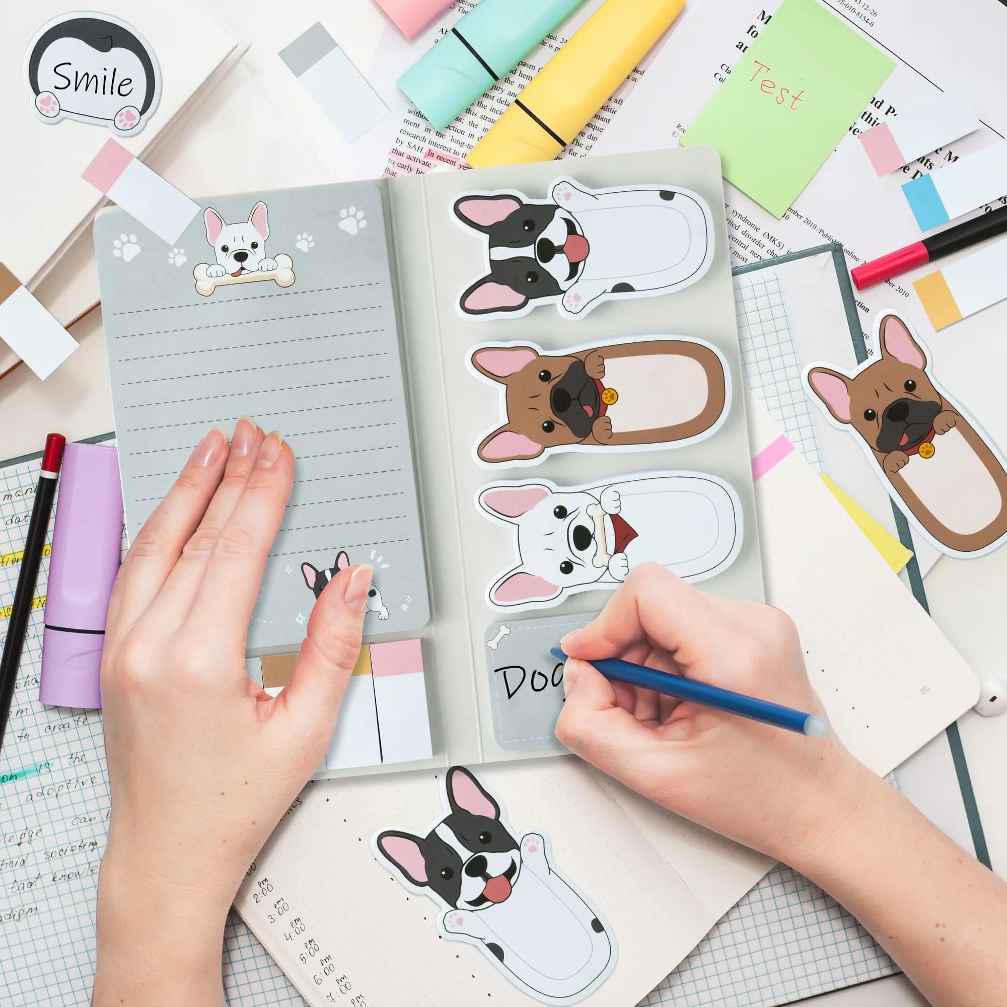 Xqumoi French Bulldog Sticky Notes Set, 550 Sheets, Cartoon Animal Memo Pads Bundle | Cute Dog Design for Students & Office - view 3