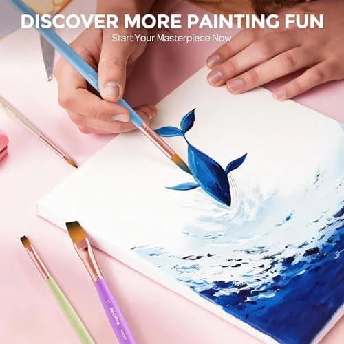 Nicpro Artist Paint Brush Set 12pcs | Assorted Nylon Brushes for Acrylic, Watercolor & Oil (en_US) thumbnail 7