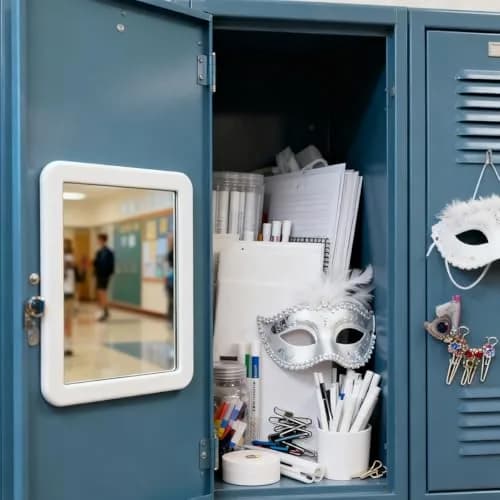 ARTLYMERS Locker Mirror Magnetic 5x7 Real Glass White | Compact Locker Accessory thumbnail 6