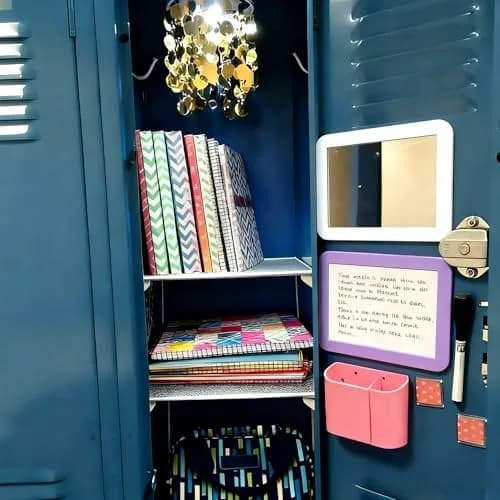 ARTLYMERS Locker Mirror Magnetic 5x7 Real Glass White | Compact Locker Accessory thumbnail 2