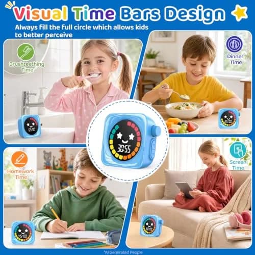 HAUKINIX Visual Timer for Kids ADHD 99-Mins Digital Countdown Stopwatch Timer Blue | 8.6cm (3.4in) x 7.8cm (3.1in) x 4.3cm (1.7in) thumbnail 5