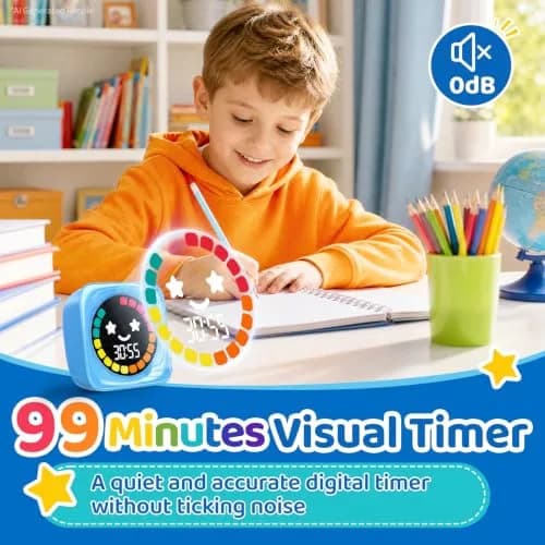 HAUKINIX Visual Timer for Kids ADHD 99-Mins Digital Countdown Stopwatch Timer Blue | 8.6cm (3.4in) x 7.8cm (3.1in) x 4.3cm (1.7in) thumbnail 3