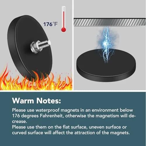 DIYMAG Rubber Coated Neodymium Magnets 2.6in Diameter, 65lb Pull Force, 12-Pack | M6 Threaded Studs & Nuts Included thumbnail 7