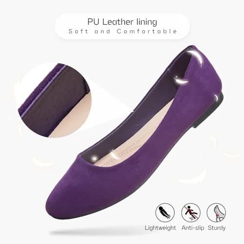 Shupua Flats for Women Round Toe Ballet Flats Work Shoes, Purple, Size 9 | Comfortable All-Day Office Wear thumbnail 6