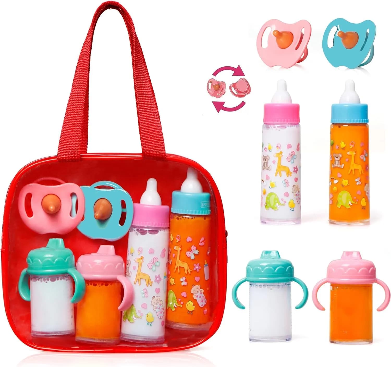 My Sweet Baby Red 13-Piece Doll Feeding & Diaper Bag Set with Disappearing Milk Bottles | Ages 3+ - main product image