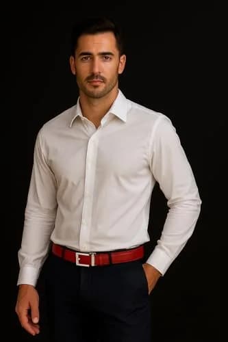 Gelante Ratchet Belt for men, Leather 1.3'' Adjustable Dress Belt in Red | Precise Fit & Trim to Size thumbnail 6