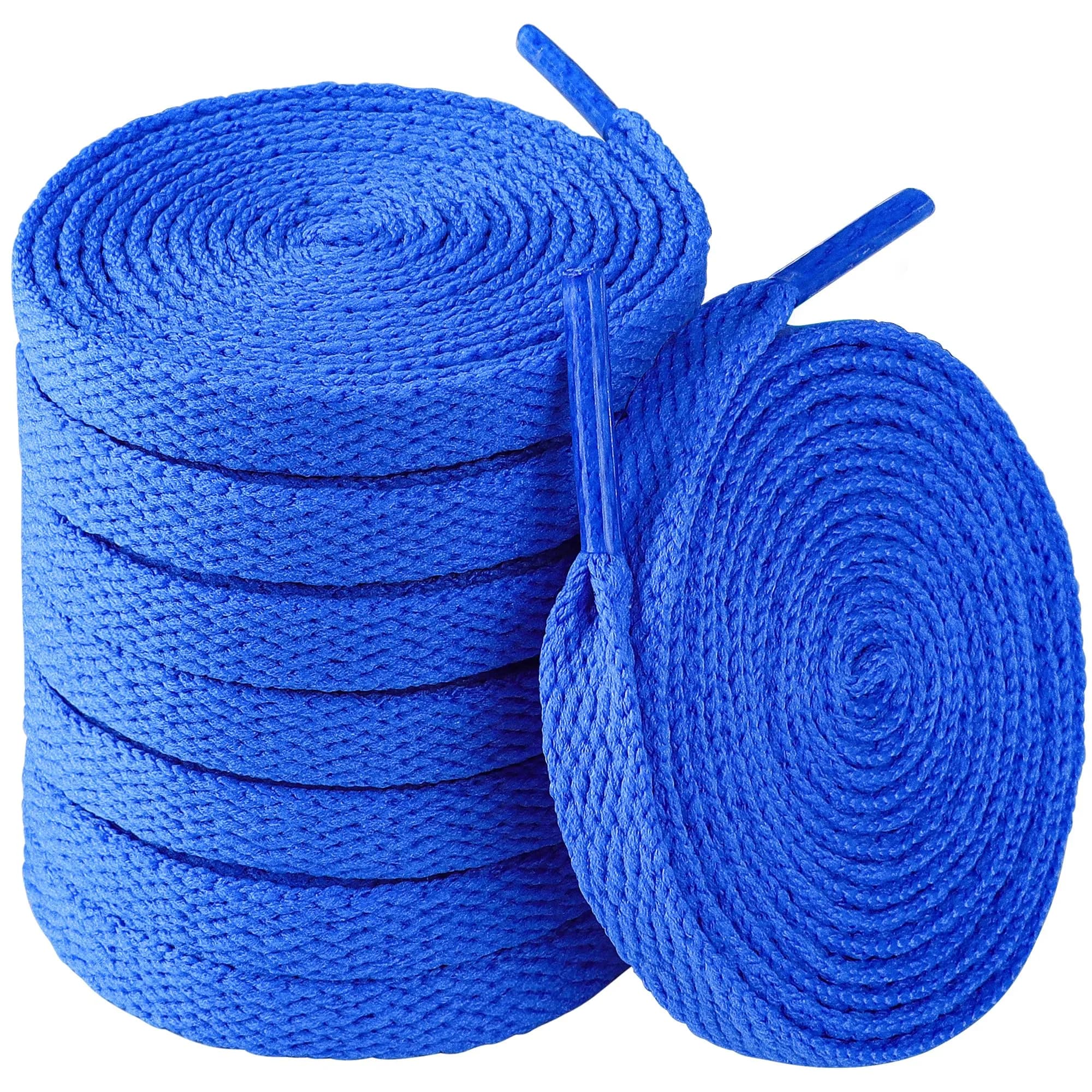 Teskyer Flat Shoe Laces for Sneakers, 55 Inch Sky Blue | Strong Braided Polyester, 4 Pairs, Versatile Fit — Sky Blue / 55"(140cm)