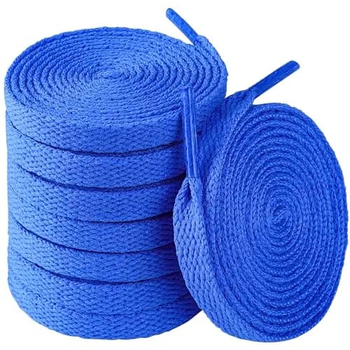 Teskyer Flat Shoe Laces for Sneakers, 55 Inch Sky Blue | Strong Braided Polyester, 4 Pairs, Versatile Fit thumbnail 1