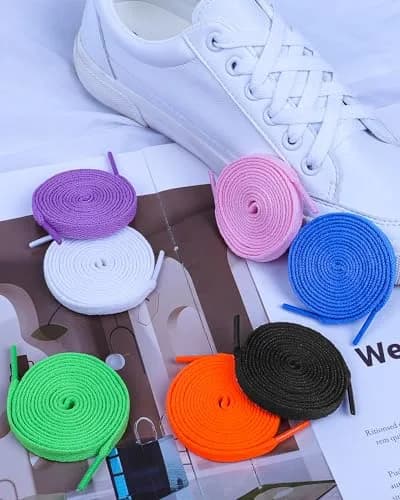 Teskyer Flat Shoe Laces for Sneakers, 55 Inch Sky Blue | Strong Braided Polyester, 4 Pairs, Versatile Fit thumbnail 7