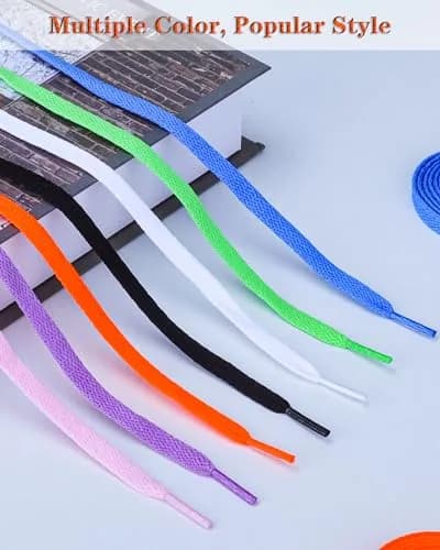 Teskyer Flat Shoe Laces for Sneakers, 55 Inch Sky Blue | Strong Braided Polyester, 4 Pairs, Versatile Fit thumbnail 9