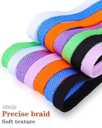Teskyer Flat Shoe Laces for Sneakers, 55 Inch Sky Blue | Strong Braided Polyester, 4 Pairs, Versatile Fit thumbnail 3