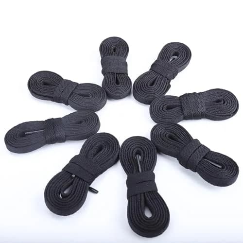 Teskyer Flat Shoe Laces 47 Inch Black | Durable Polyester, Universal Fit for Sneakers thumbnail 2