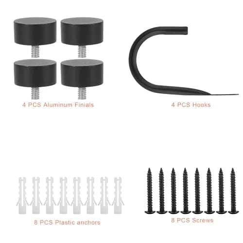 Mayrhyme Premium Curtain Holdbacks with Zinc Alloy Cap Finials, Set of 4, Matte Black | Rust-Proof Metal Decorative Drapery Tiebacks thumbnail 3